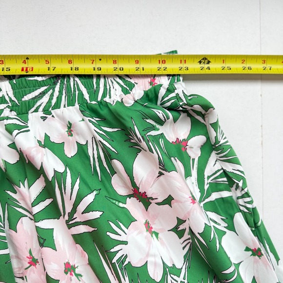 Pari Passu Kelly Skirt Green Floral Button Front Ruffle Hem Midi Skirt Size 22 - Picture 6 of 8